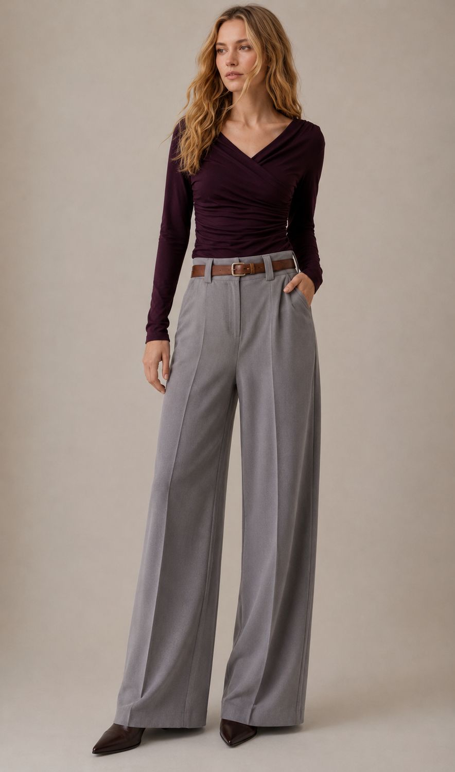 Draped Cross Over Off Shoulder Elegance Top – Plum