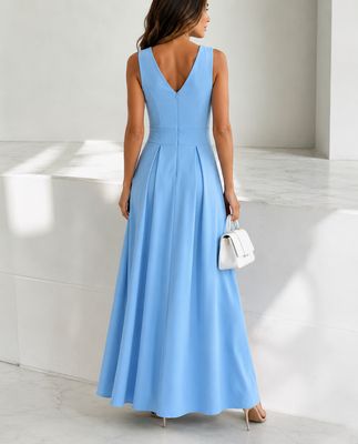 Lange Mouwloos Jurk met gesloten rug- Maxi Jurk- Party Dress
