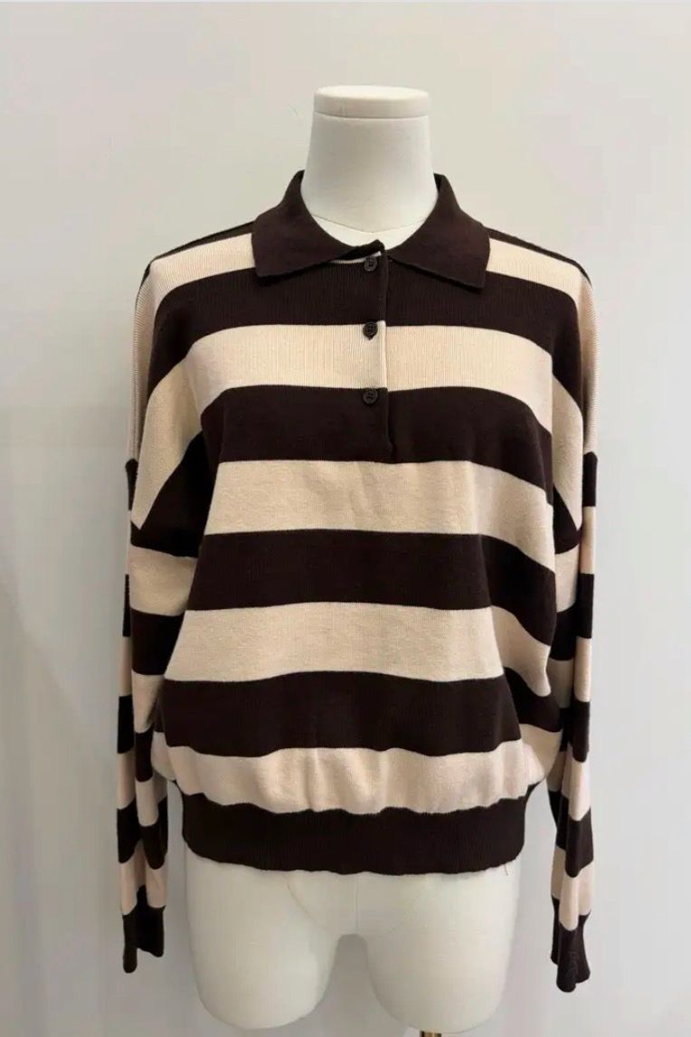 Polo Knit Shirt Met Strepen Voor Dames