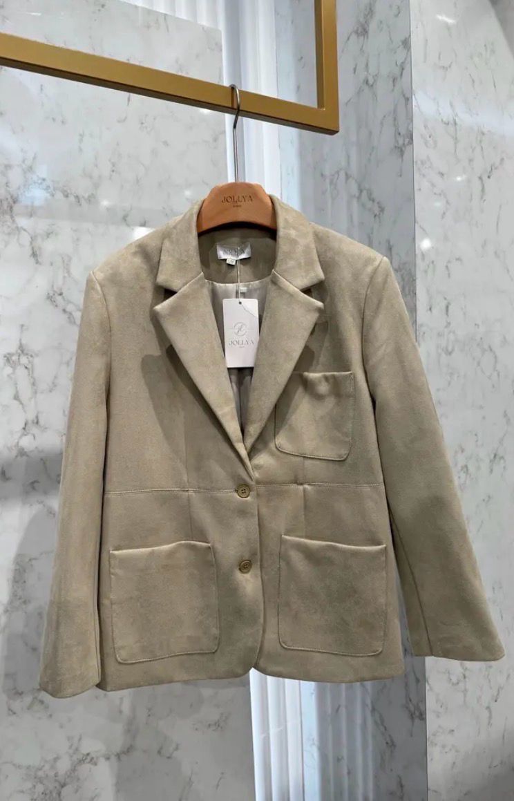 Soft Suede Look Blazer - Zandkleur