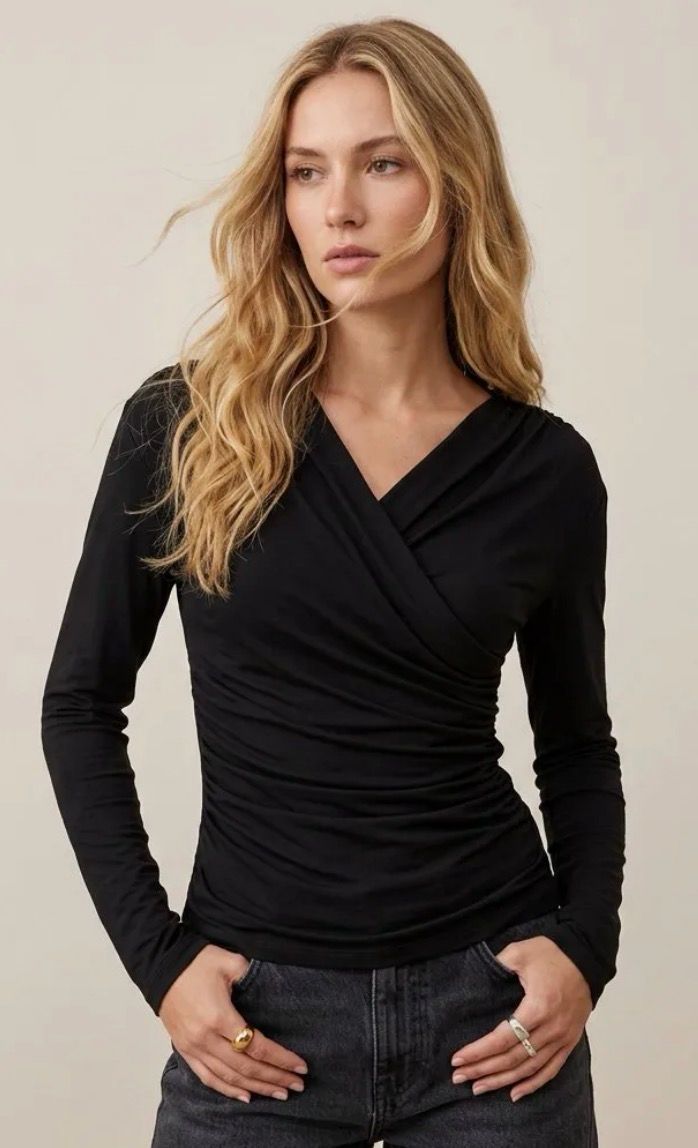 Draped Cross Over Off Shoulder Elegance Top – Zwart