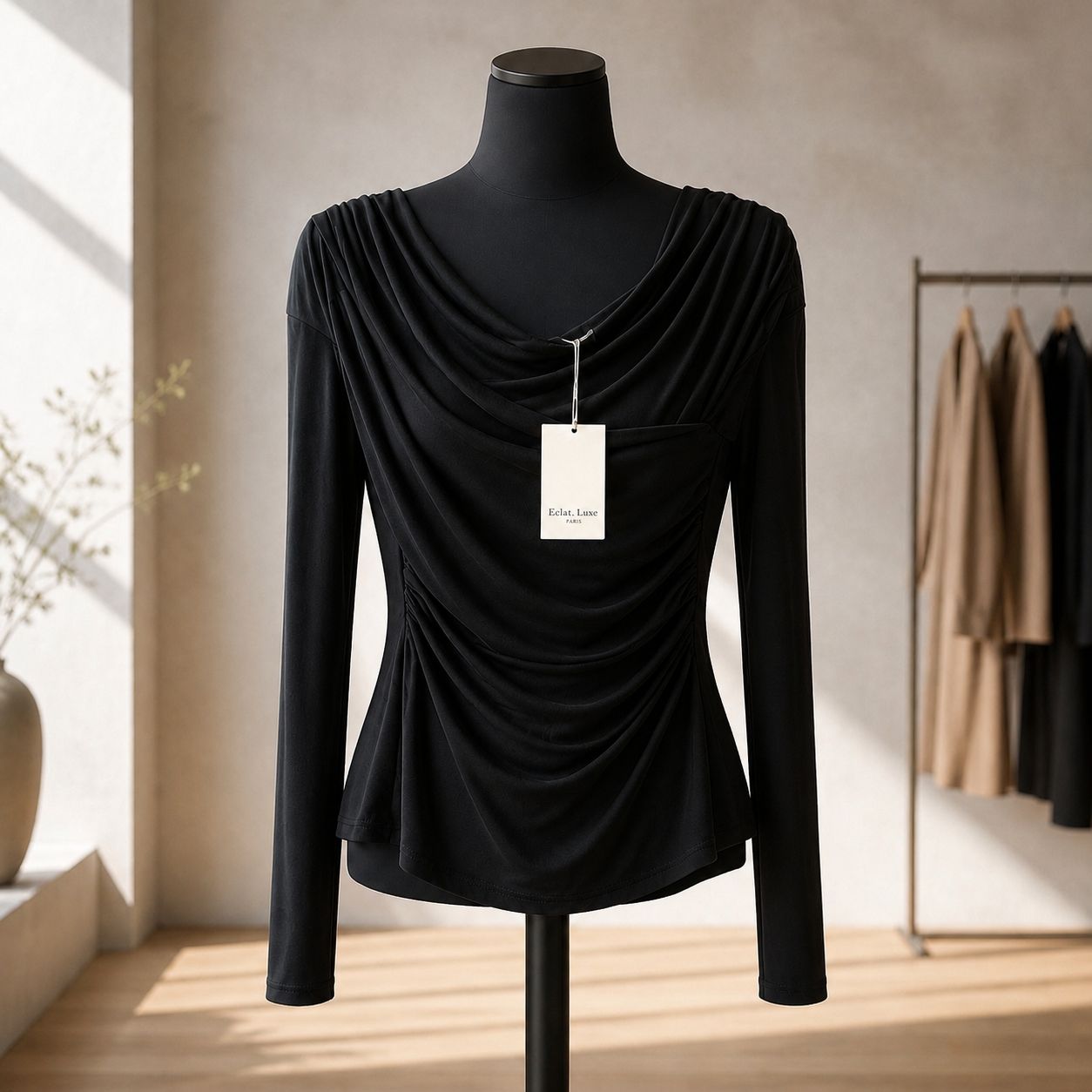 Draped Cross Over Off Shoulder Elegance Top – Zwart