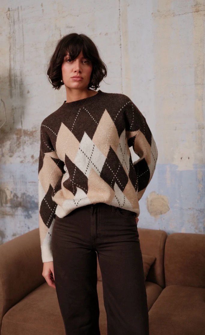 Ronde Nek Ruiter Sweater- Modern Look Trui