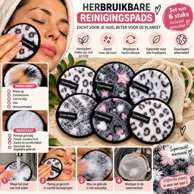 Herbruikbare Make-up Reinigingspads – Set van 6 | Superzacht &amp; Wasbaar