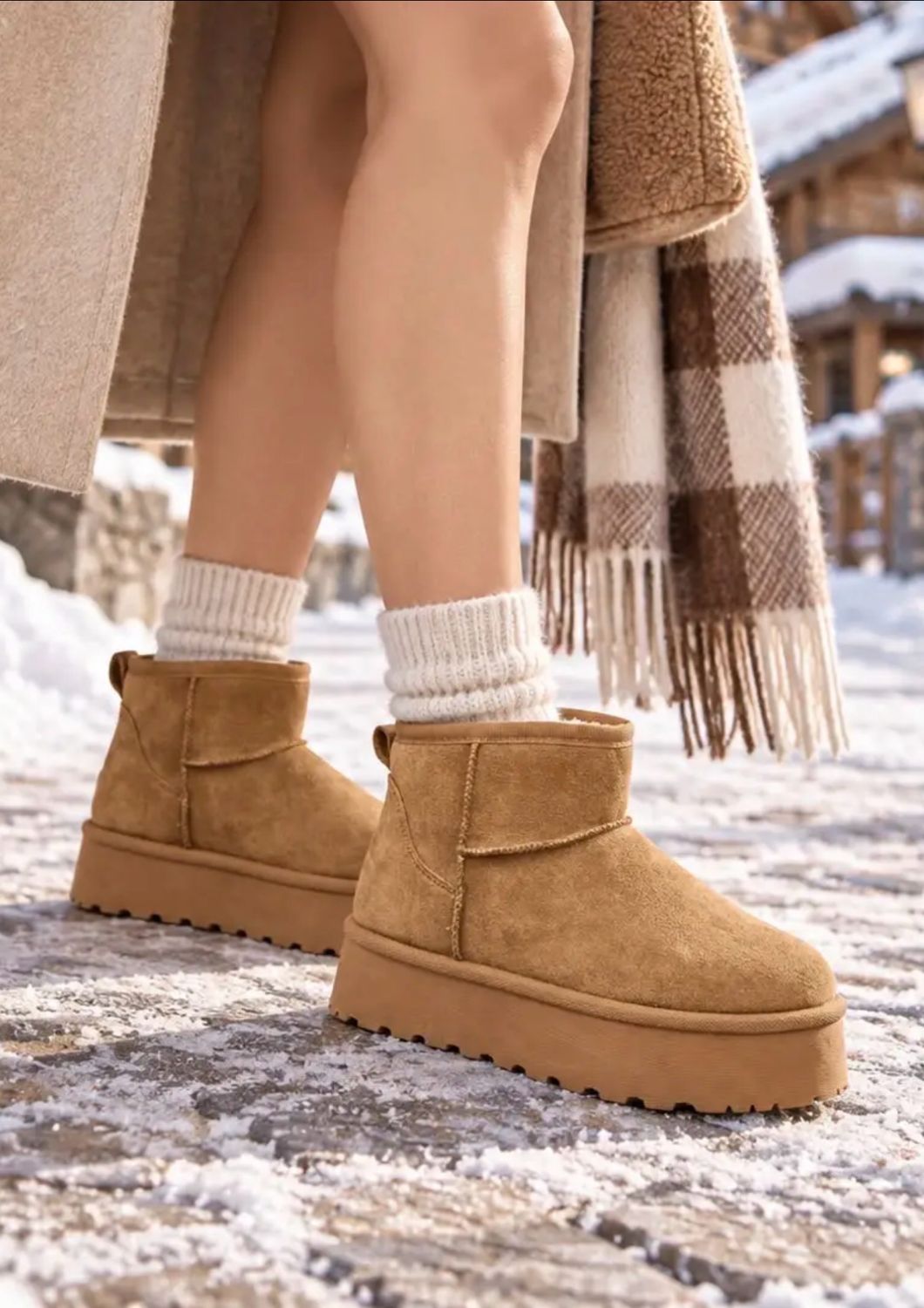 Cozy Platform Boots – Camel 🤎  Warm &amp; cozy met een trendy touch!