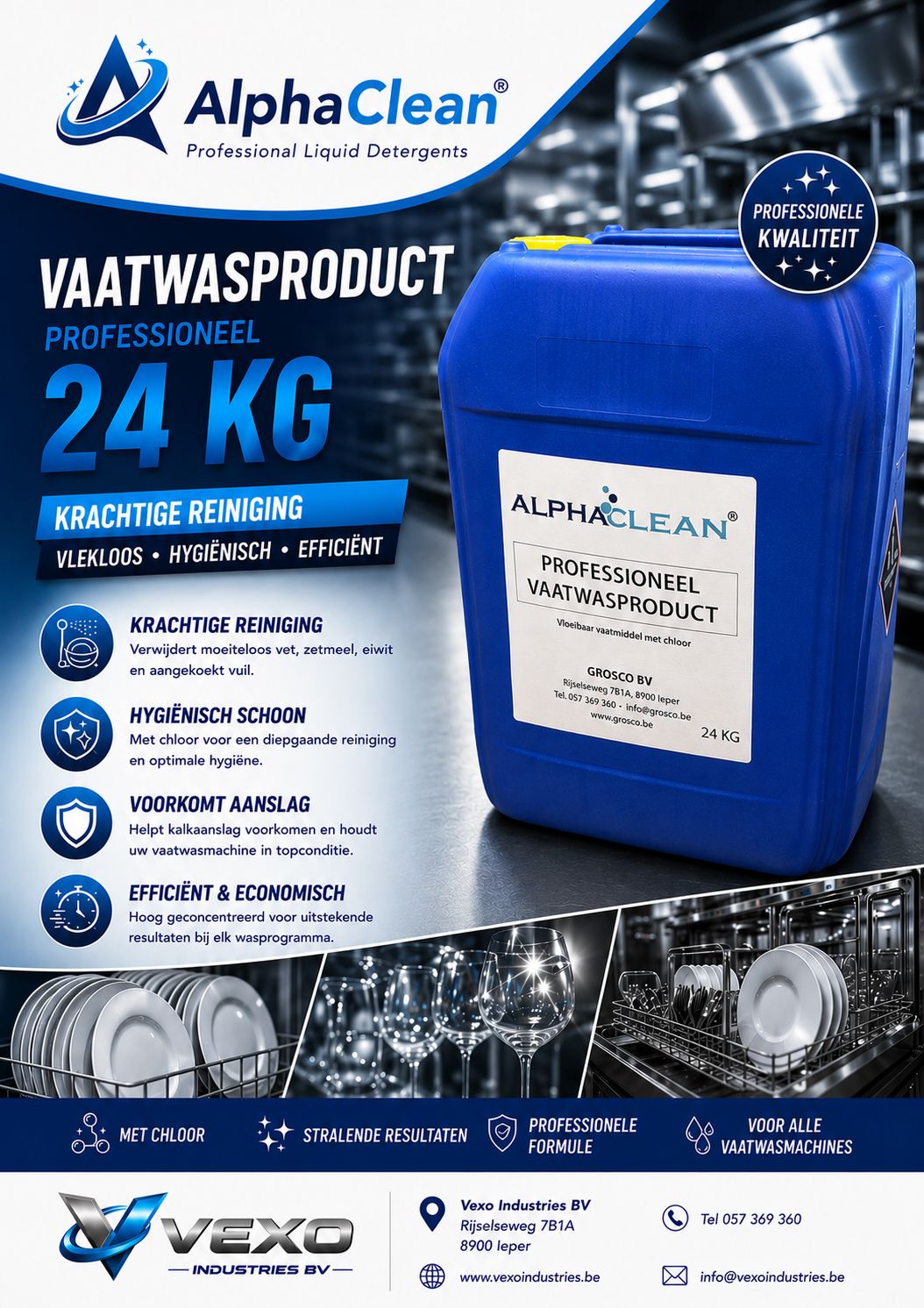 Professioneel Vaatwasproduct ALPHACLEAN® Met Chloor 24kg
