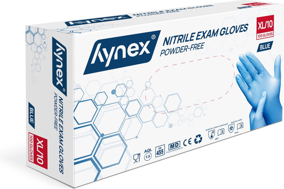 Nitril Handschoen Blauw Extra Large 10 x 100st​
