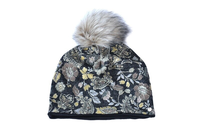 Tuque fleurs à pompon