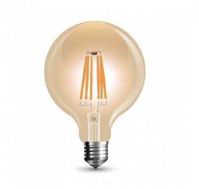 5 x Filamentlamp G95 - LED - 6W - 2700K - E27 - Amber - Dimbaar