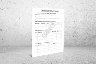 Daily Sales Activity Sheet