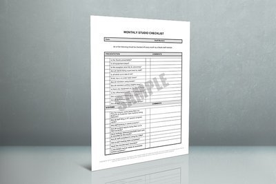 Studio/Gym Monthly Checklist (2 pages)