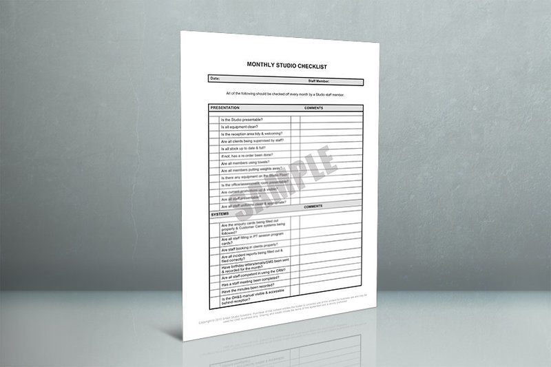 Studio/Gym Monthly Checklist (2 pages)