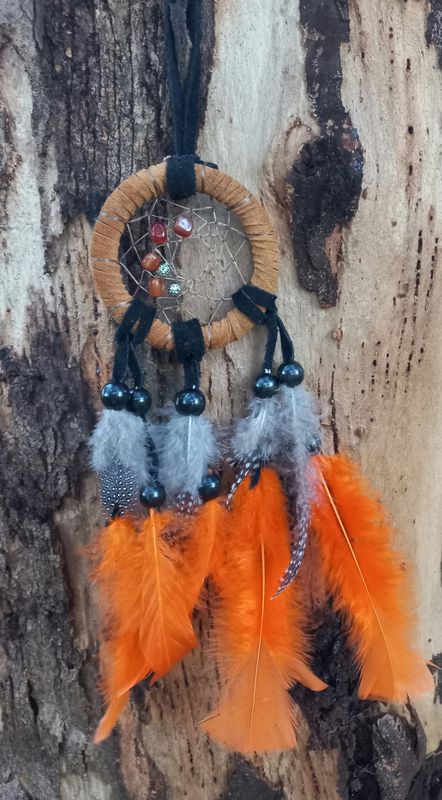 Handcrafted 10cm ring bone and black Dream Catcher