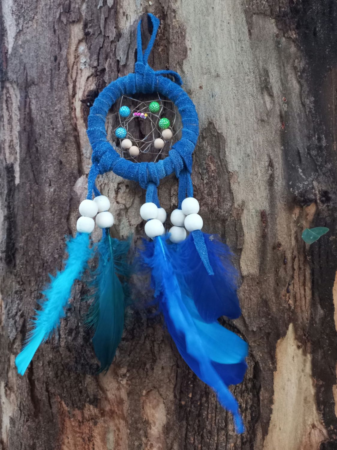 Handcrafted 10cm ring blue  Dream Catcher