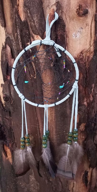 Handcrafted 18cm ring sky blue Dream Catcher