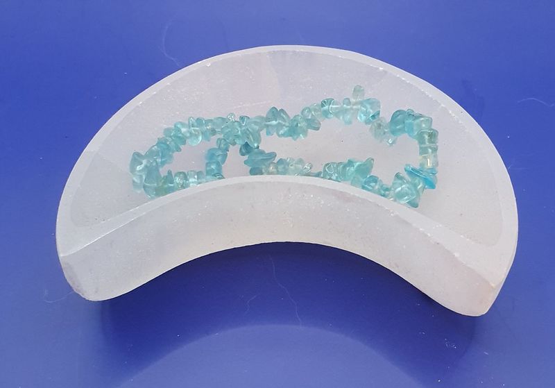 Selenite half-moon bowl