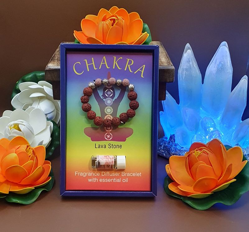Chakra Lava Bracelet with essential oil Rose