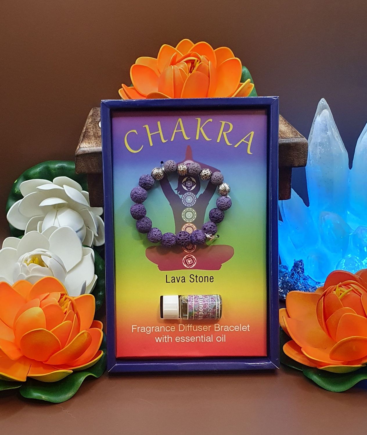 Chakra Lava Bracelet with essential oil Lavender