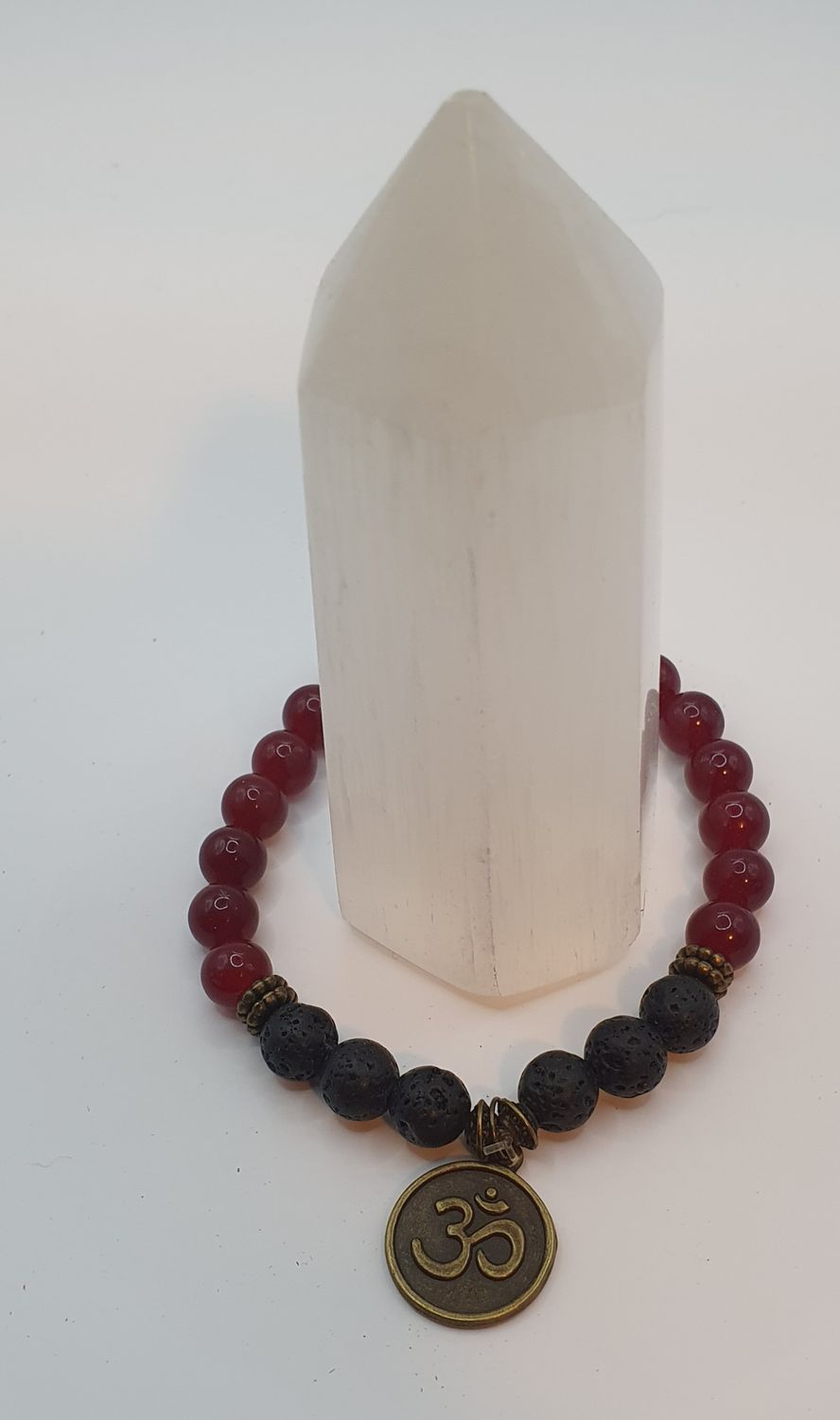 Lava and  Red Jade Bracelet