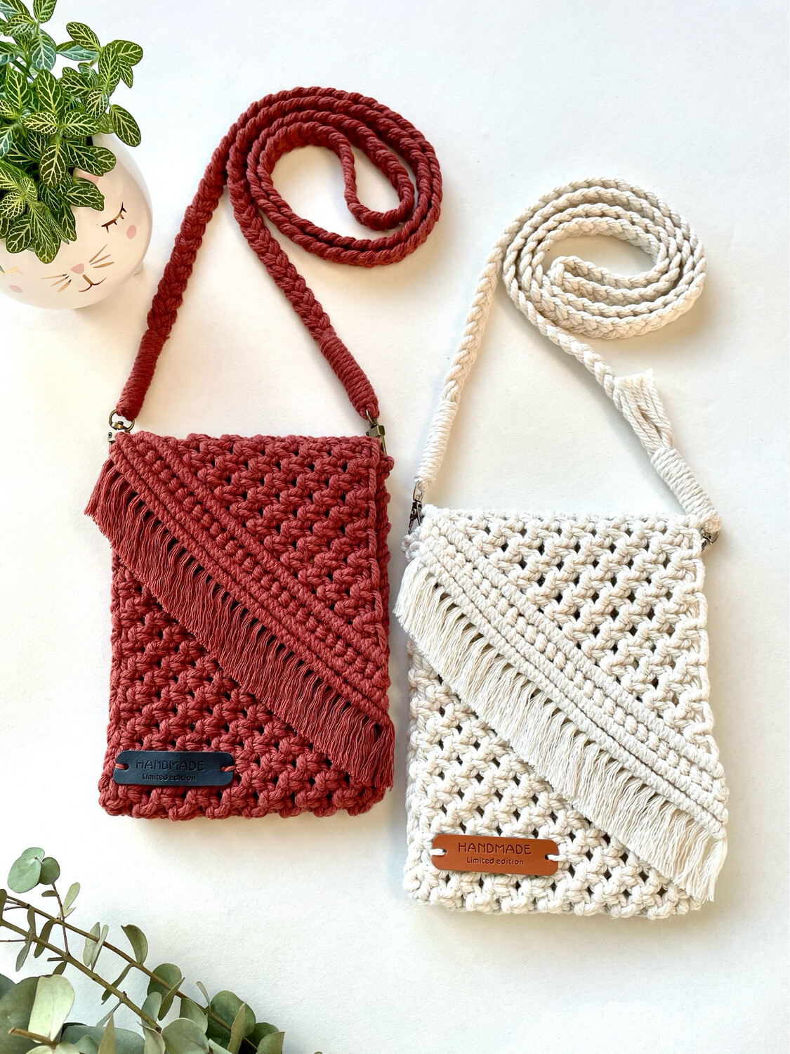 Schoudertasje macramé &quot;ecru&quot;