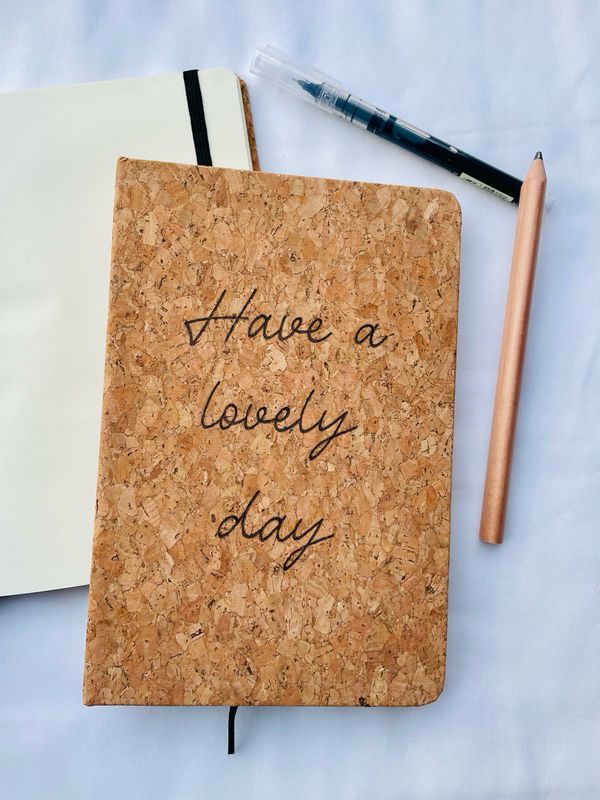 Notitieboekje kurk &quot;Have a lovely day&quot;