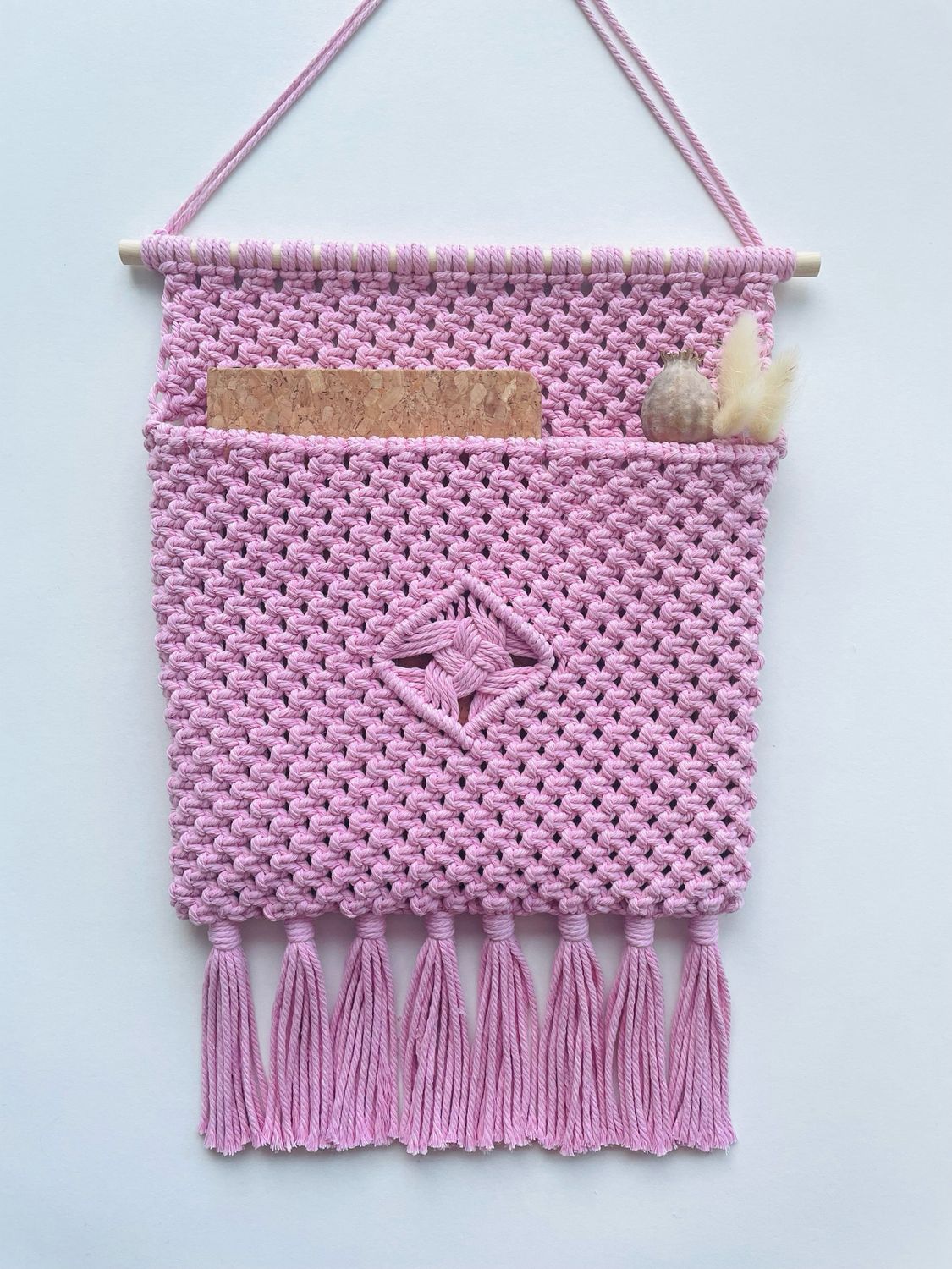 Organizer macramé wandhanger XL Roze