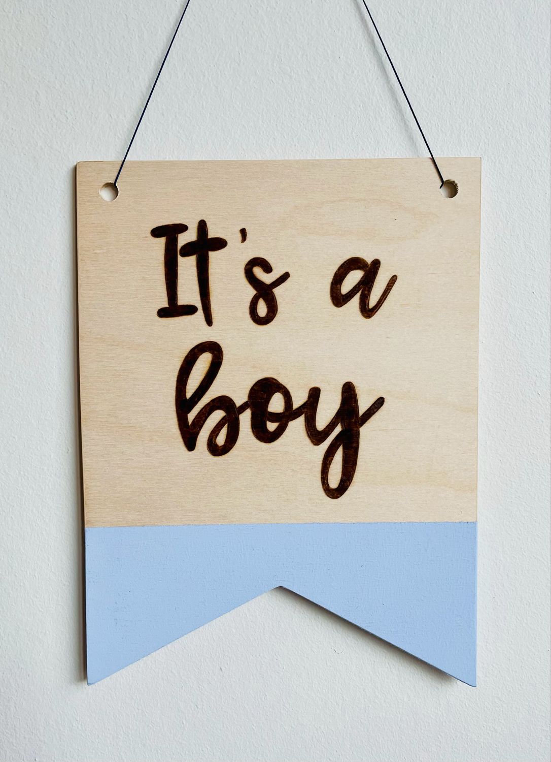 Vlagje hout &quot;It&#39;s a boy&quot;