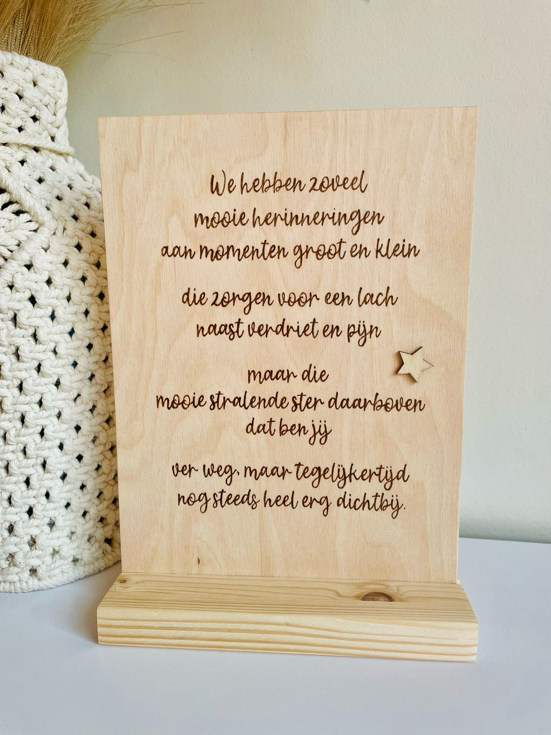 Herinneringenkaartje hout + GRATIS  onderzetter
