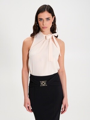 One-Shoulder Top with Bow on the Neck