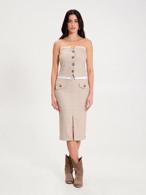 Checkered Bodice with Beige Buttons