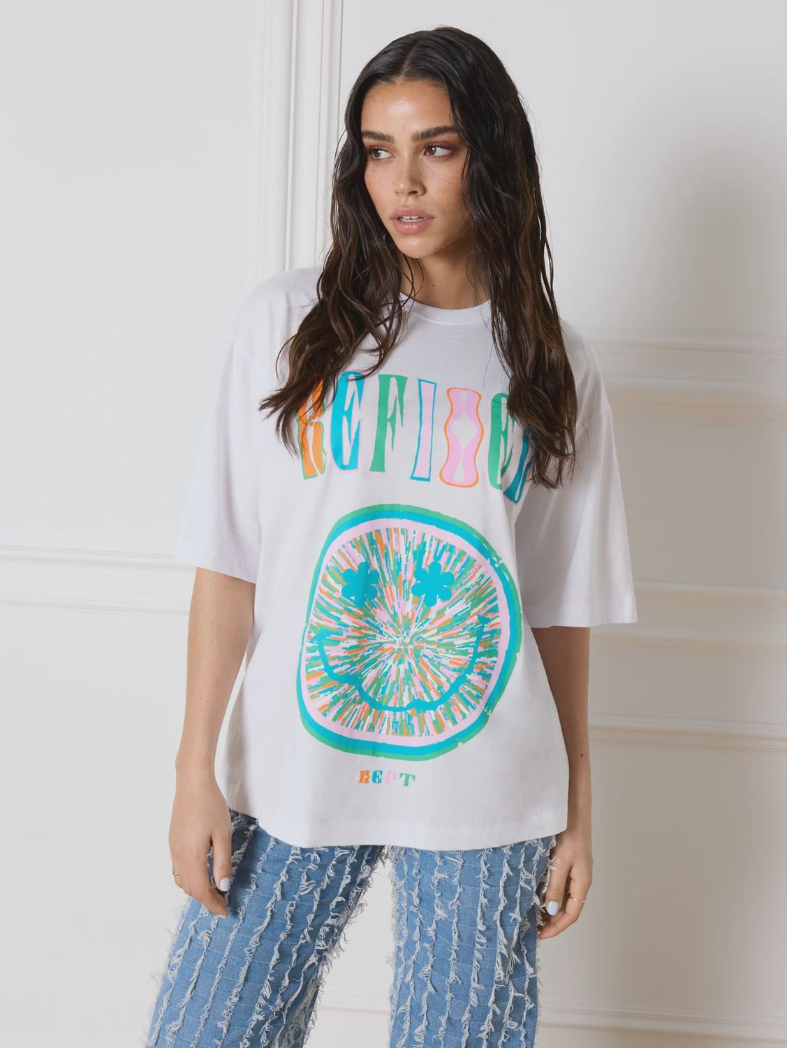 Oversized Smiley T-shirt MAGGY, Maat: XS