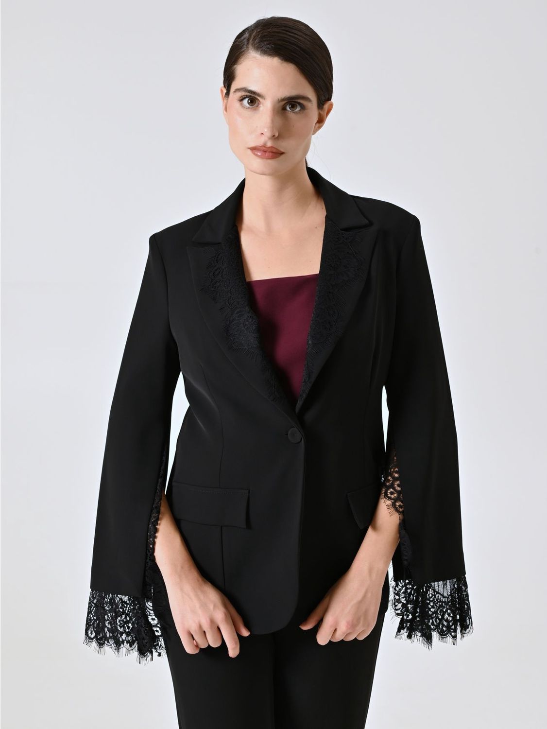 Blazer  met kanten inzetstukken
