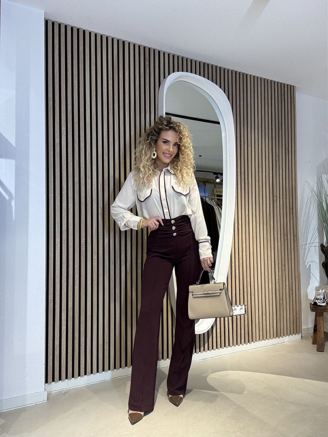 Camicia Blouse Ivoor met bies