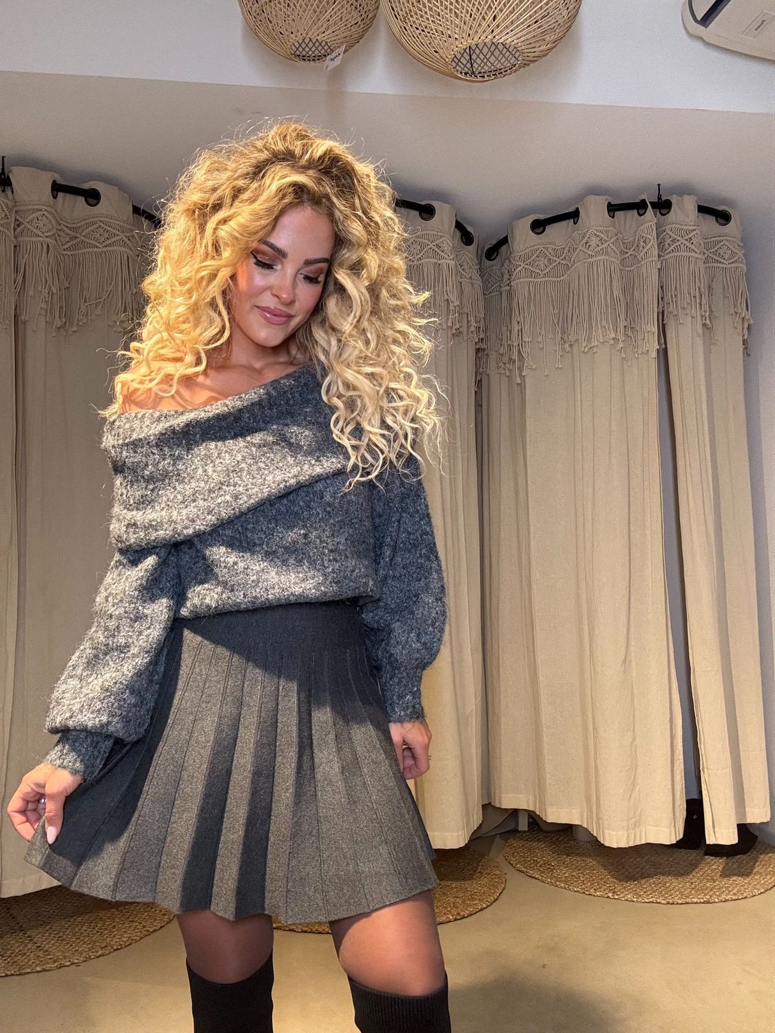 Lisa knitted top, Kleur: Grijs, Maat: One Size