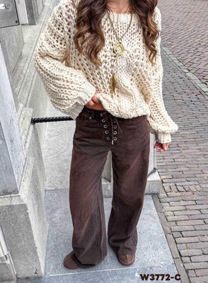 Jeans bruin met veter