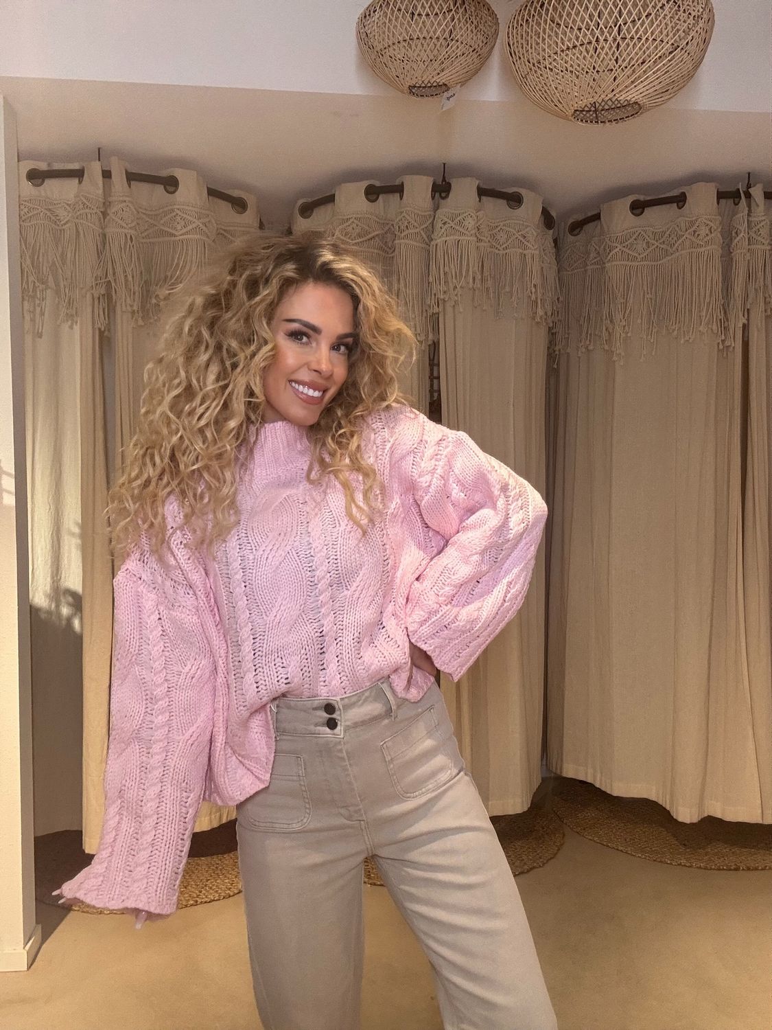 Trui Inez, Kleur: Roze, Maat: One Size