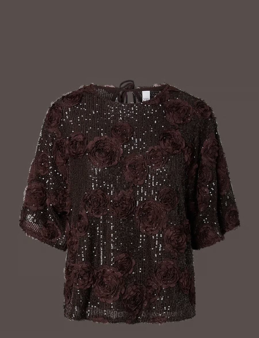 YASELYSIA 3/4 SEQUIN TOP - SHOW