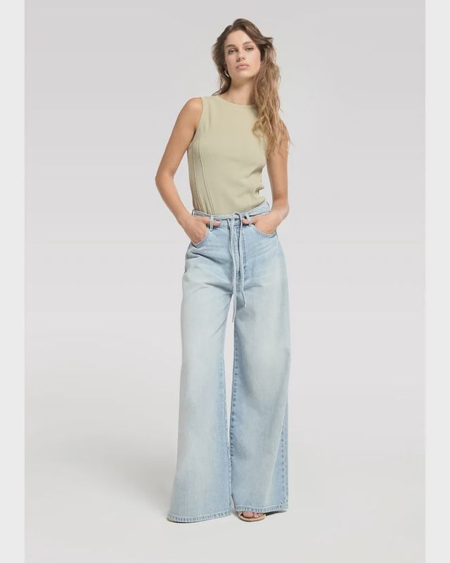 Extra Wide Leg Jeans With Cord