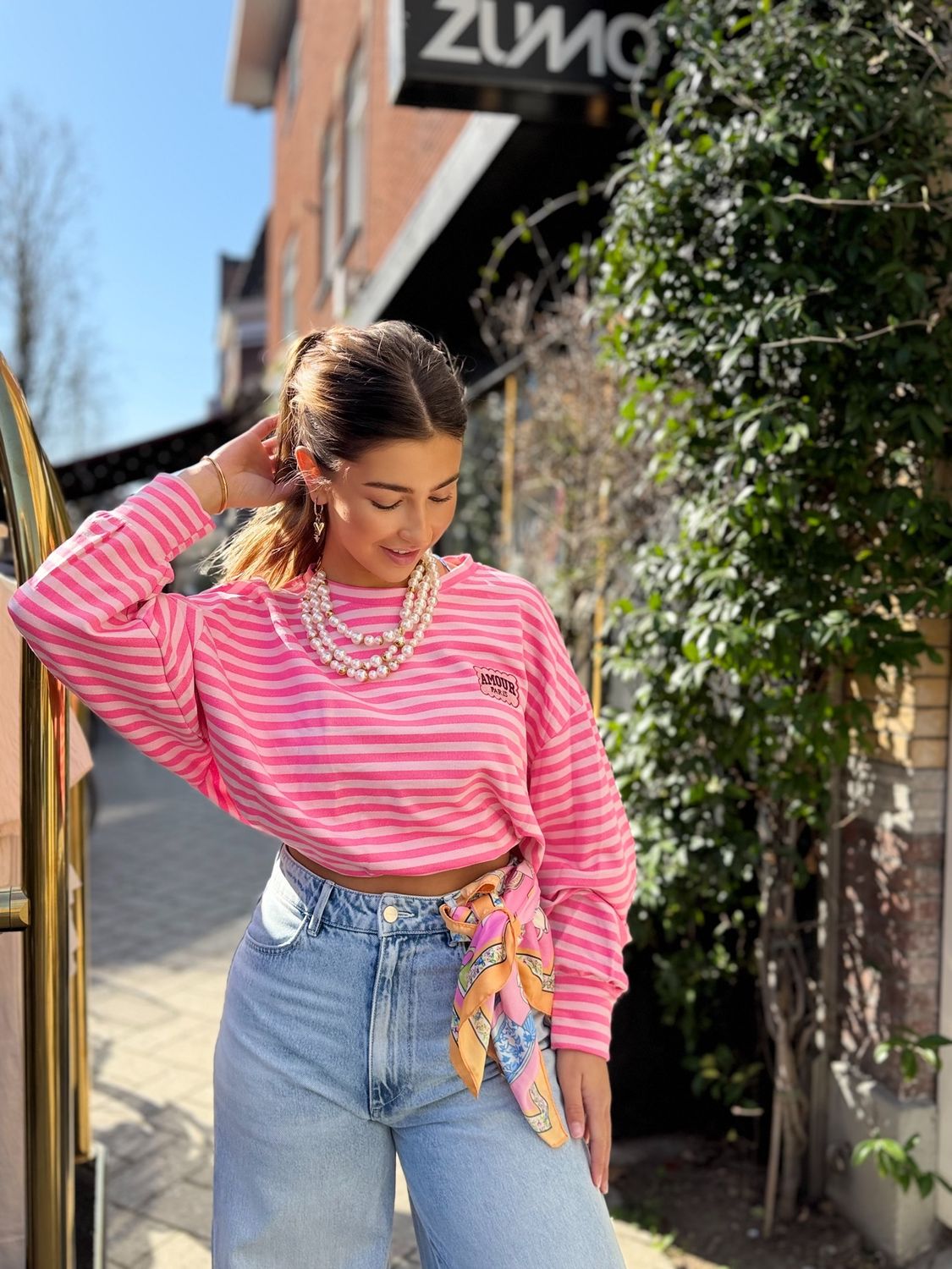 Longsleeve gestreept Amour Paris