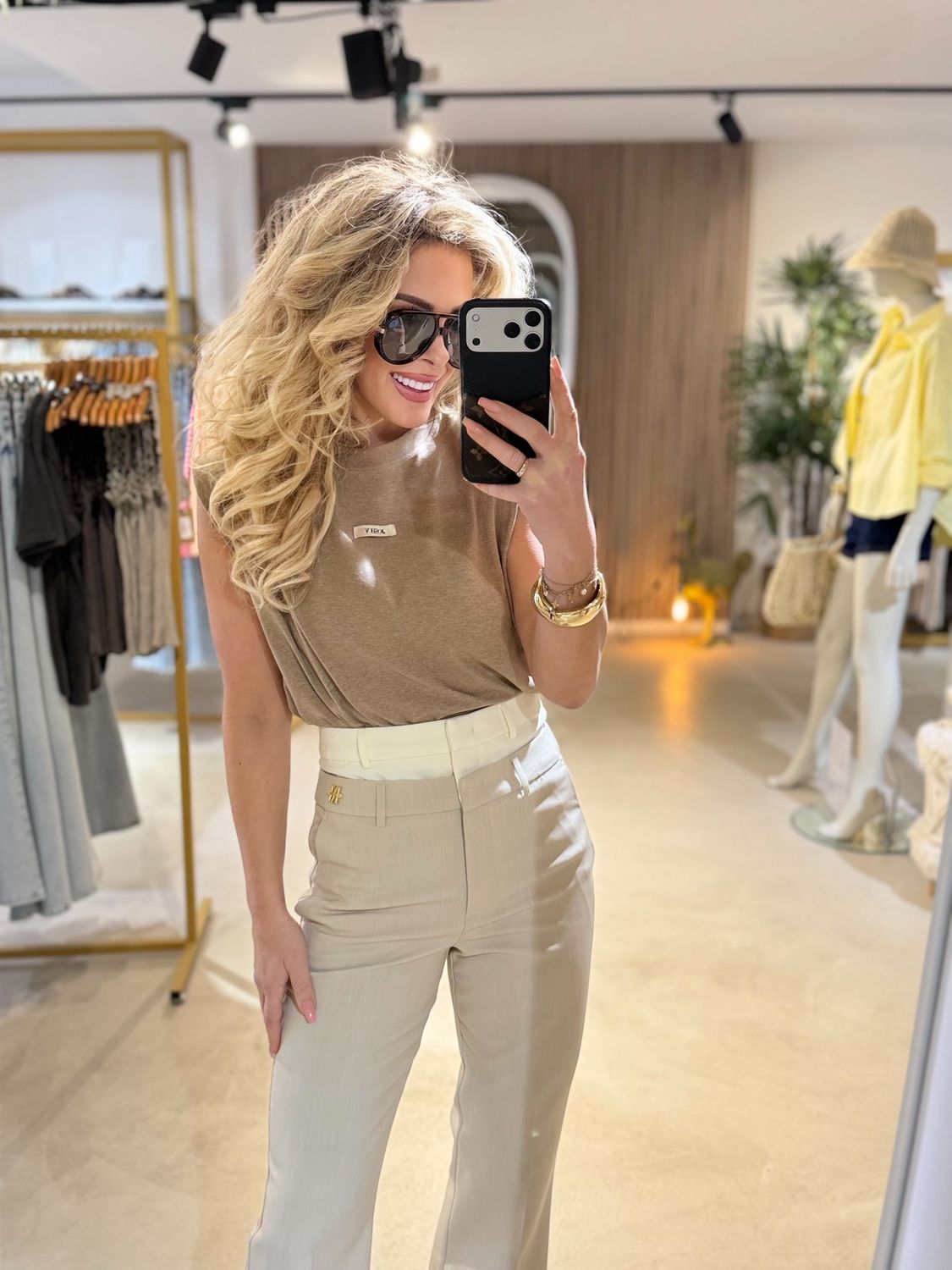 SUE t-shirt, Kleur: Light Khaki Melange, Maat: 2XS