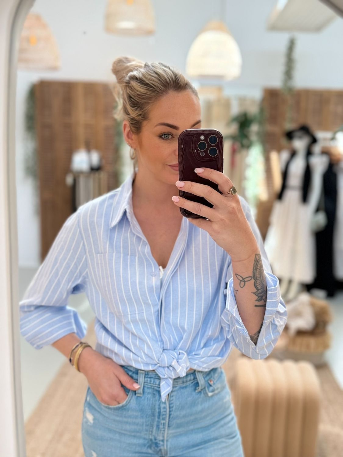 Blouse Tiffany EF250018, Kleur: Blue Stripe, Maat: S/M