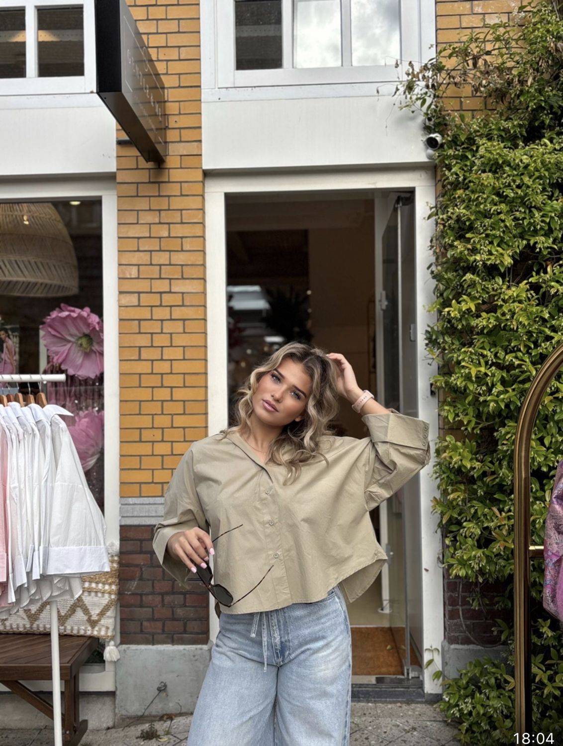 Blouse Luna, Kleur: Khaki, Maat: S/M