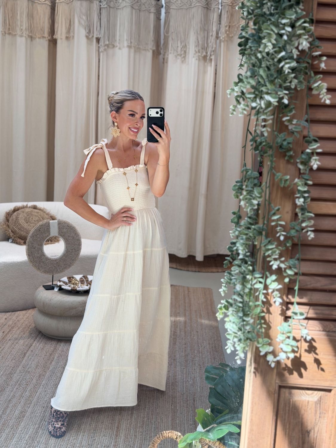 Dress Yvonne, Kleur: Beige, Maat: S/M