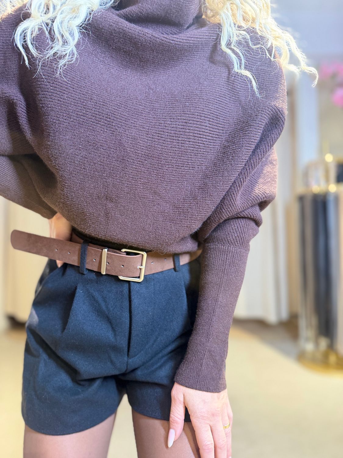 Mila Mocha Sweater, Kleur: Brown, Maat: One Size