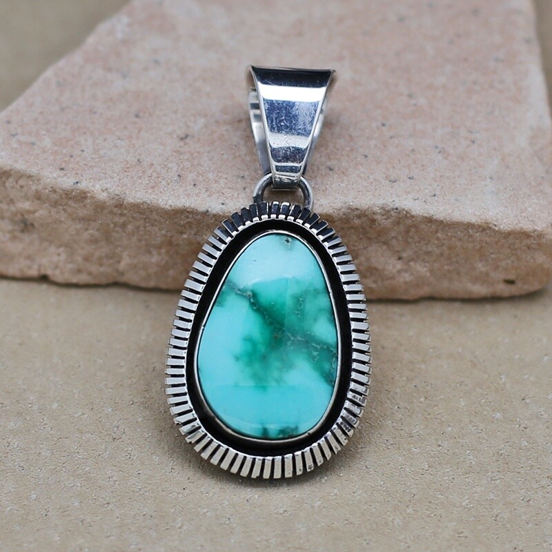 Sonoran gold turq pendant w/ cold chisel stamping-BC 1429
