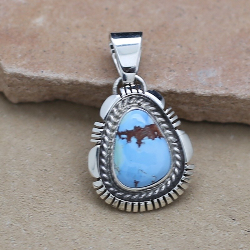 Small tear drop pendant with golden hills turquoise