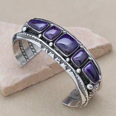 5-Stone sugilite cuff bracelet