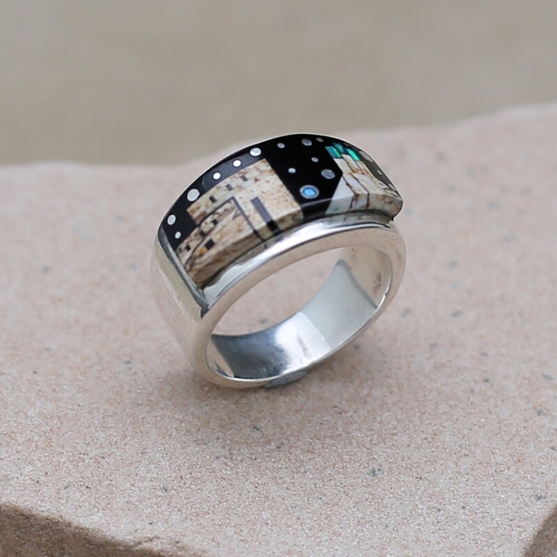 Medium width Adobe Pueblo inlay ring
