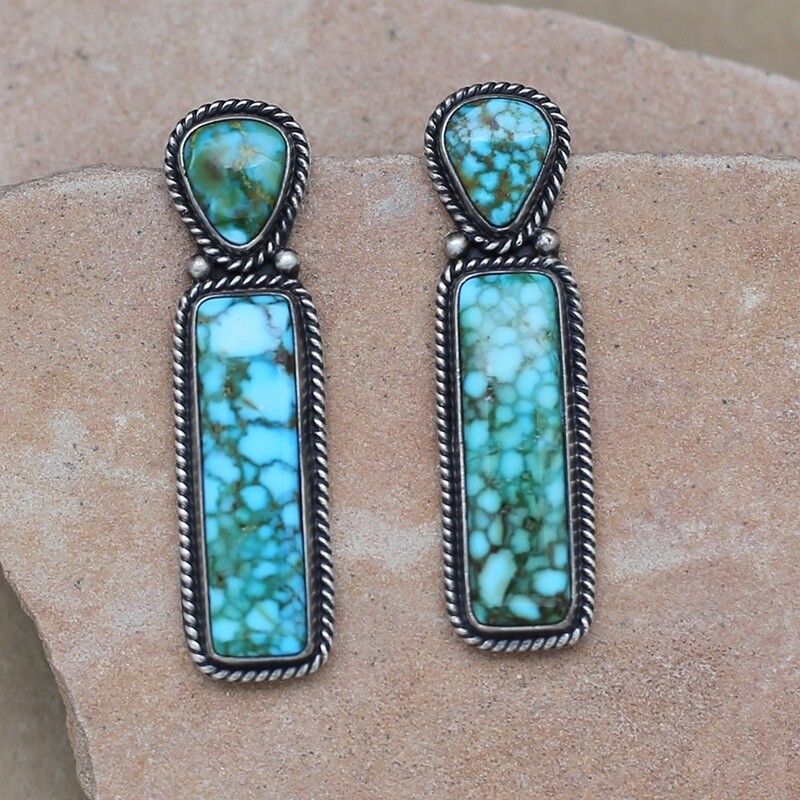 Large Sonoran gold turquoise earrings-BIL 789