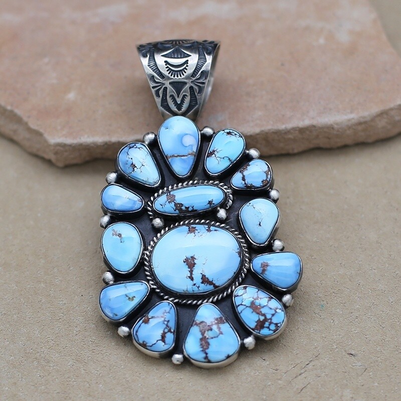 Large cluster pendant w/ golden hills turquoise